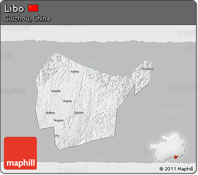 Gray 3D Map of Libo, single color outside