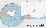 Gray Location Map of Libo, highlighted country, hill shading