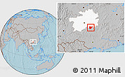 Gray Location Map of Libo, highlighted parent region, hill shading