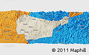 Shaded Relief Panoramic Map of Libo, political outside