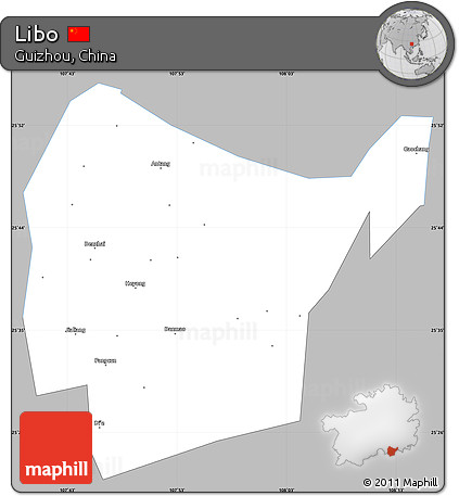 Gray Simple Map of Libo, single color outside