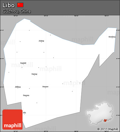 Gray Simple Map of Libo, single color outside