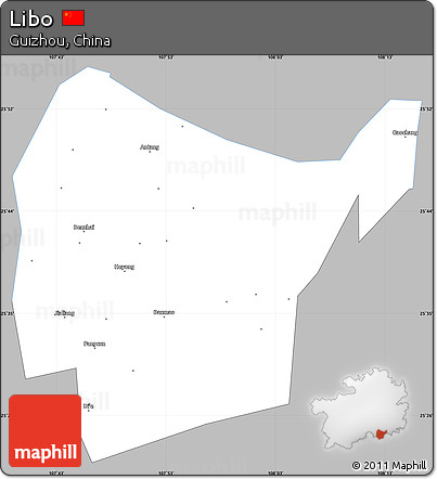 Gray Simple Map of Libo, single color outside