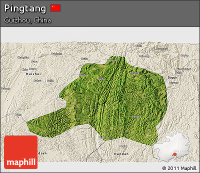 Satellite 3D Map of Pingtang, shaded relief outside