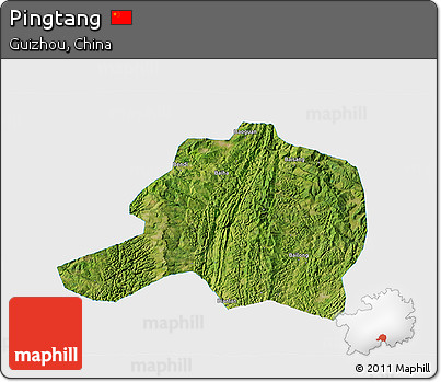 Satellite 3D Map of Pingtang, single color outside