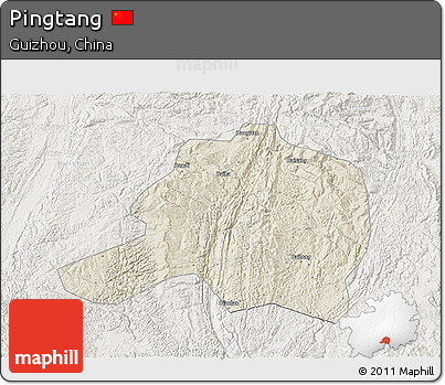 Shaded Relief 3D Map of Pingtang, lighten
