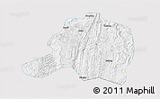Silver Style 3D Map of Pingtang, single color outside