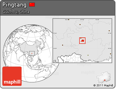 Blank Location Map of Pingtang, highlighted country