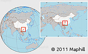 Gray Location Map of Pingtang, highlighted country, within the entire country
