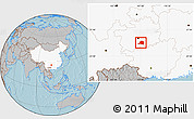 Gray Location Map of Pingtang, highlighted country, hill shading