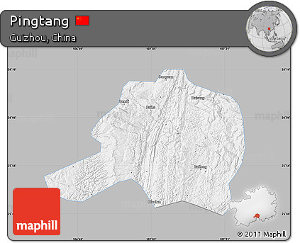 Gray Map of Pingtang, single color outside