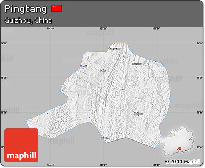 Gray Map of Pingtang, single color outside