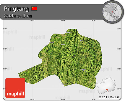 Satellite Map of Pingtang, single color outside