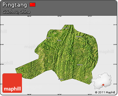 Satellite Map of Pingtang, single color outside