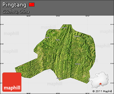 Satellite Map of Pingtang, single color outside