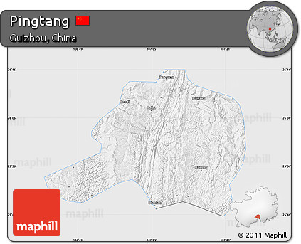 Silver Style Map of Pingtang, single color outside