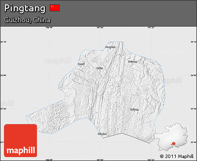 Silver Style Map of Pingtang, single color outside