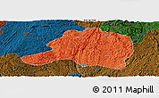 Political Panoramic Map of Pingtang, darken