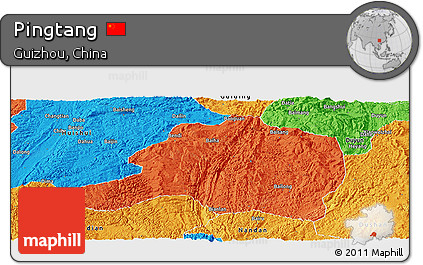 Political Panoramic Map of Pingtang