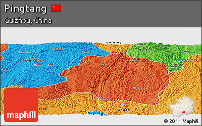 Political Panoramic Map of Pingtang