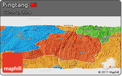 Political Panoramic Map of Pingtang