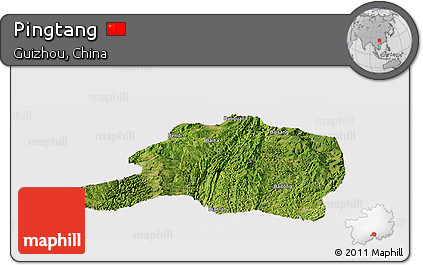 Satellite Panoramic Map of Pingtang, cropped outside