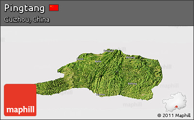 Satellite Panoramic Map of Pingtang, cropped outside