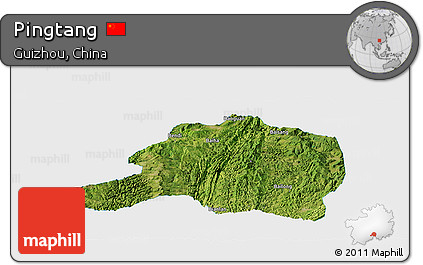 Satellite Panoramic Map of Pingtang, single color outside