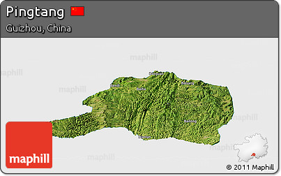 Satellite Panoramic Map of Pingtang, single color outside