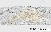 Shaded Relief Panoramic Map of Pingtang, desaturated