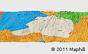Shaded Relief Panoramic Map of Pingtang, political outside