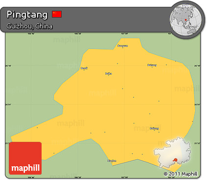 Savanna Style Simple Map of Pingtang, single color outside