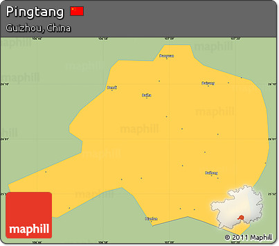 Savanna Style Simple Map of Pingtang, single color outside