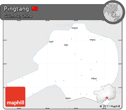 Silver Style Simple Map of Pingtang, single color outside