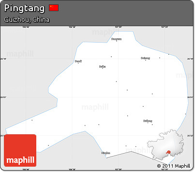 Silver Style Simple Map of Pingtang, single color outside