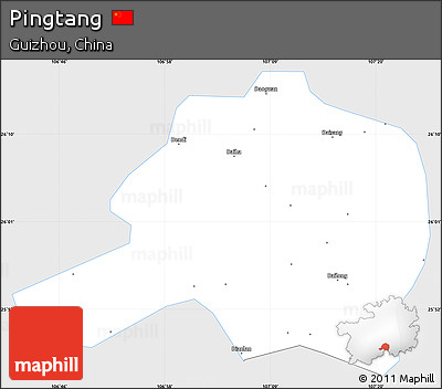 Silver Style Simple Map of Pingtang, single color outside