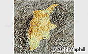 Physical 3D Map of Rongjiang, darken, semi-desaturated
