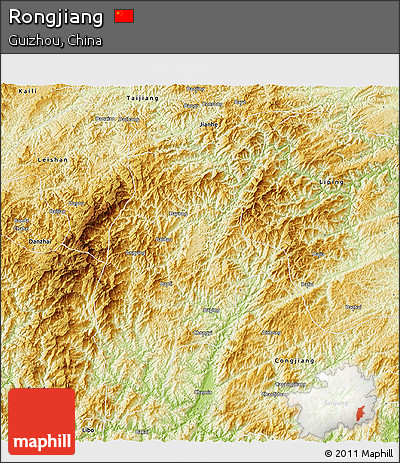 Physical 3D Map of Rongjiang