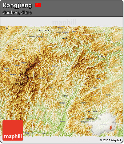 Physical 3D Map of Rongjiang