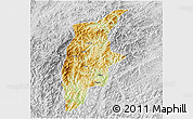 Physical 3D Map of Rongjiang, lighten, desaturated
