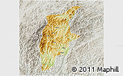Physical 3D Map of Rongjiang, lighten, semi-desaturated