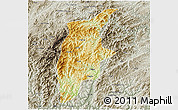 Physical 3D Map of Rongjiang, semi-desaturated