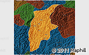 Political 3D Map of Rongjiang, darken