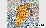 Political 3D Map of Rongjiang, lighten, semi-desaturated