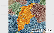 Political 3D Map of Rongjiang, semi-desaturated
