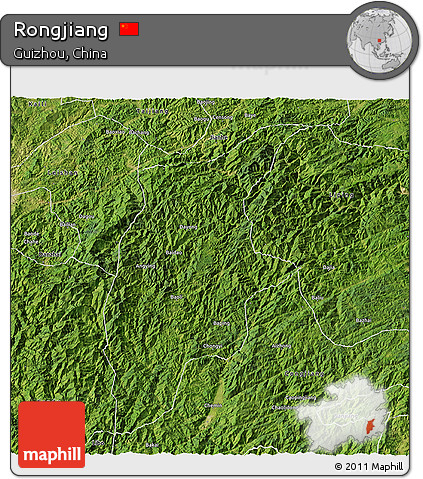 Satellite 3D Map of Rongjiang