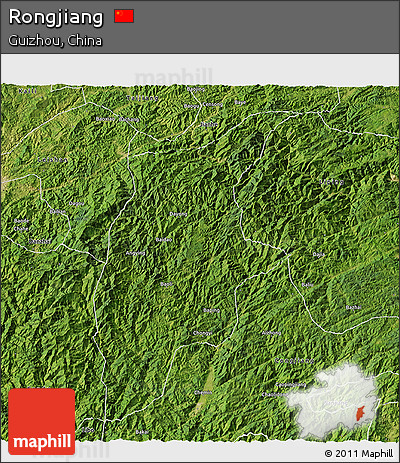 Satellite 3D Map of Rongjiang