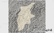 Shaded Relief 3D Map of Rongjiang, darken, semi-desaturated