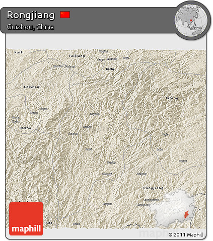 Shaded Relief 3D Map of Rongjiang