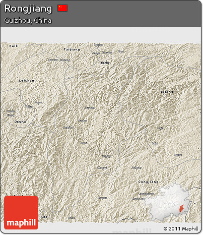 Shaded Relief 3D Map of Rongjiang